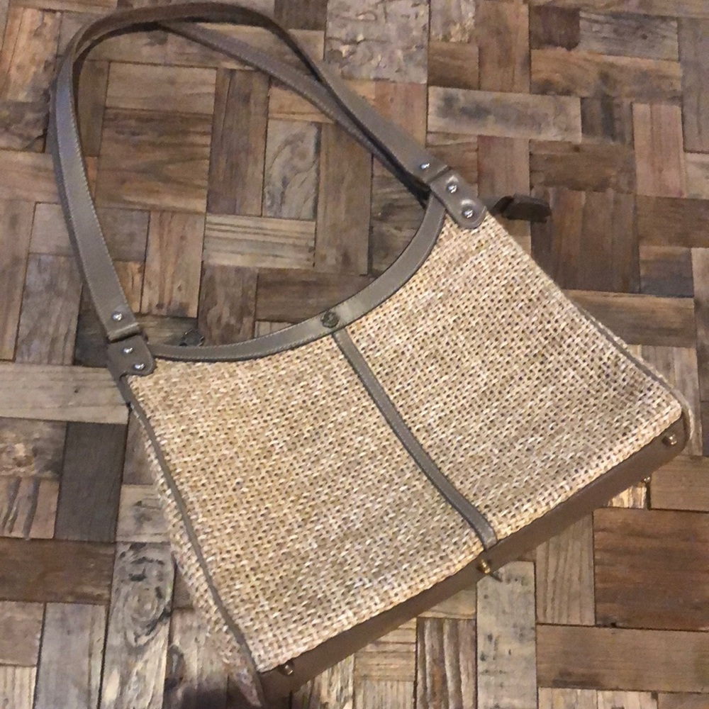 Vintage John Romain Straw & Leather Purse Handbag